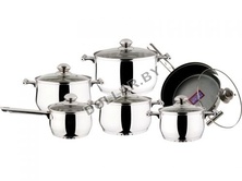Набор посуды KaiserHoff KH 436 Cookware Set (Кукваре Сет) из нержавеющей стали 12 предметов (код.9-2210)